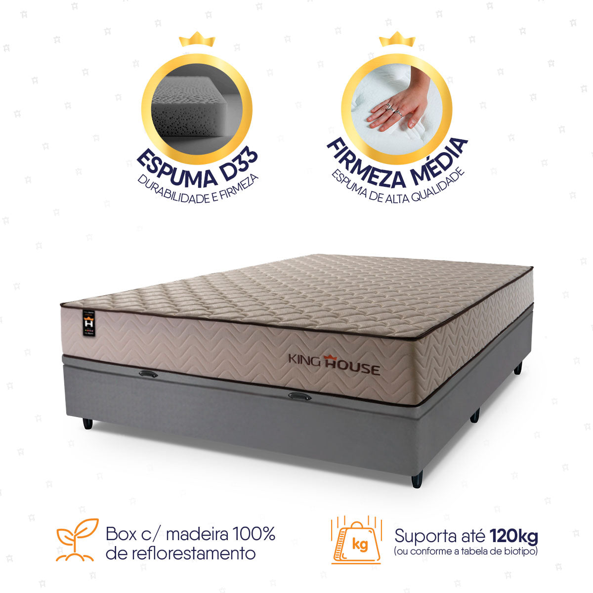 Cama Box Baú San Diego 138x188 Bege e Cinza