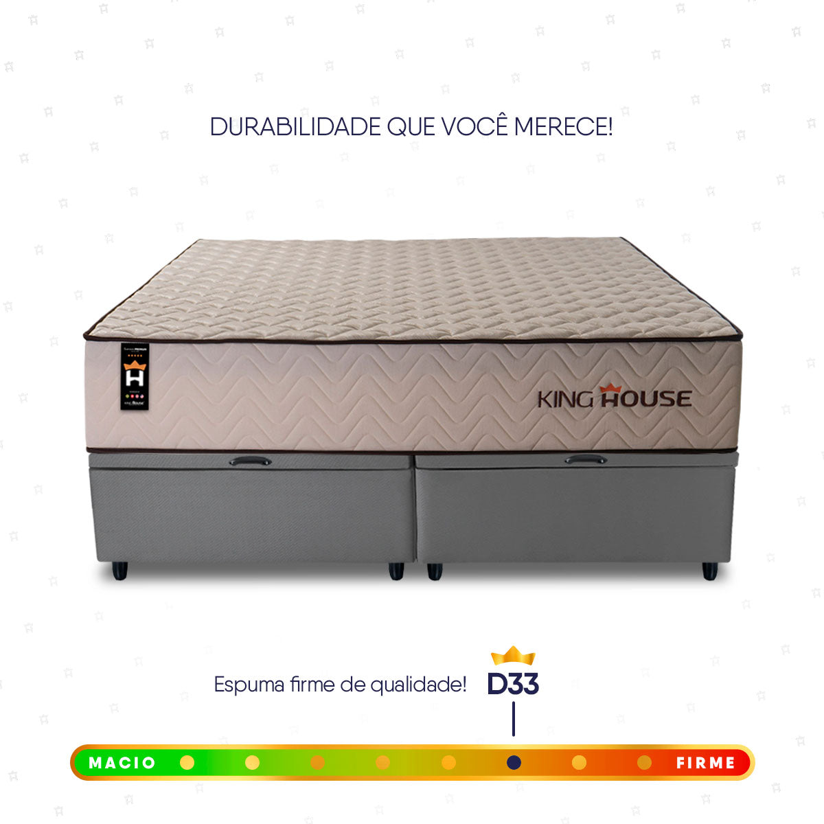 Cama Box Baú San Diego 158x198 Bege e Cinza