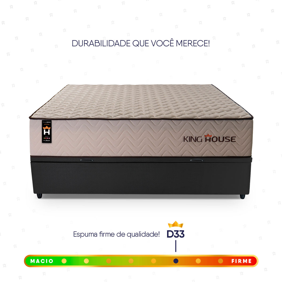 Cama Box Baú San Diego 138x188 Bege e Preto Espuma D33