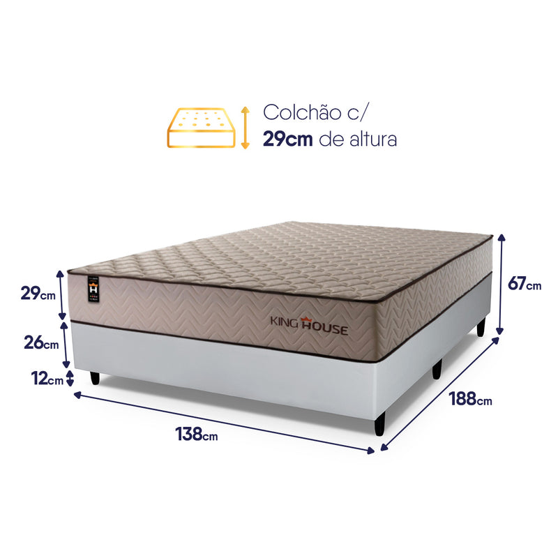 Cama Box Espuma San Diego Casal 138x188 Bege