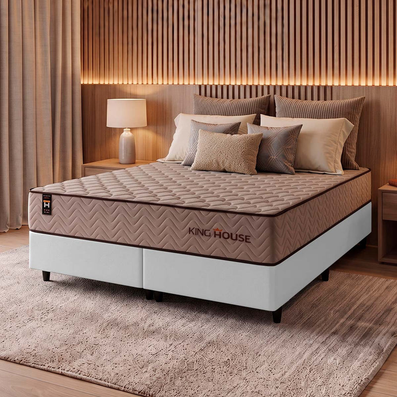 Cama Box San Diego Espuma Queen 158x198 Bege