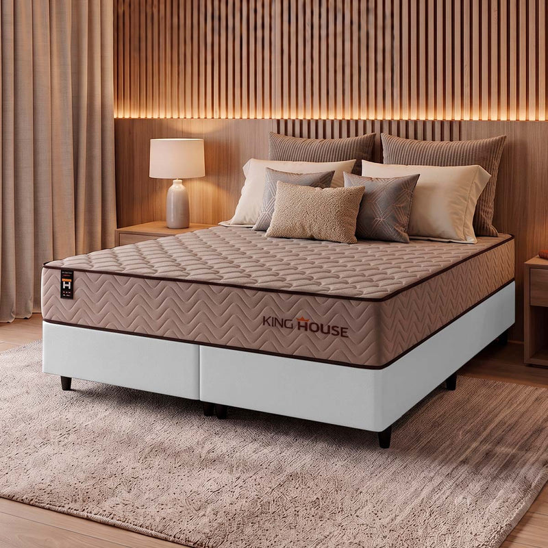 Cama Box San Diego Espuma King 193x203 Bege