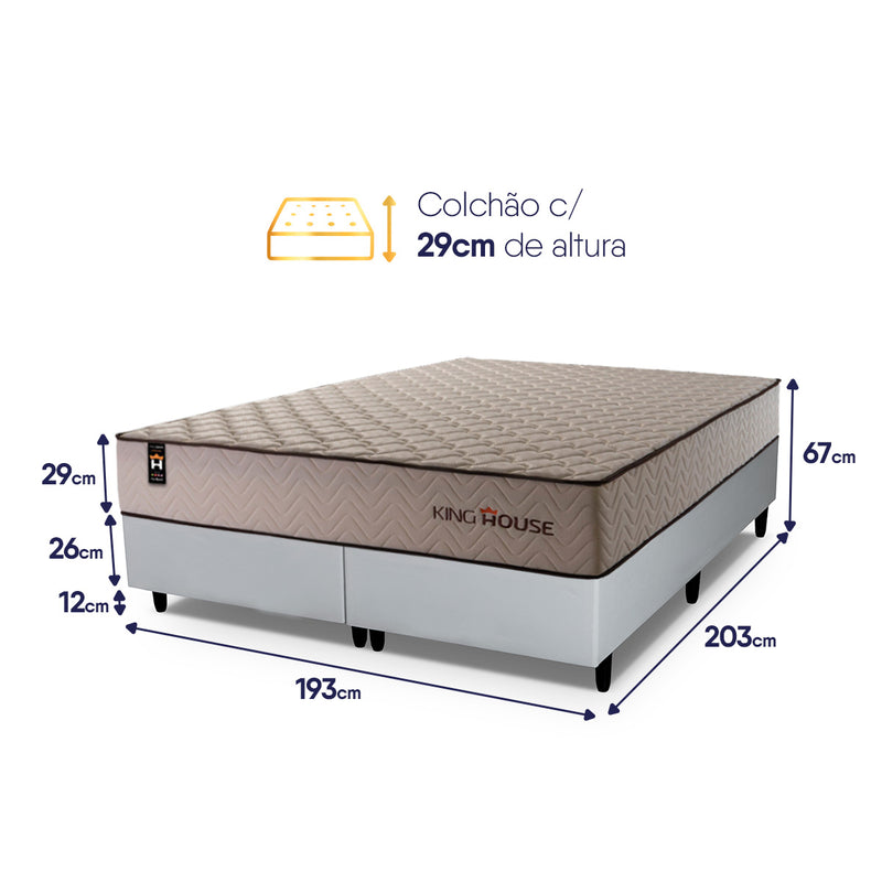 Cama Box San Diego Espuma King 193x203 Bege