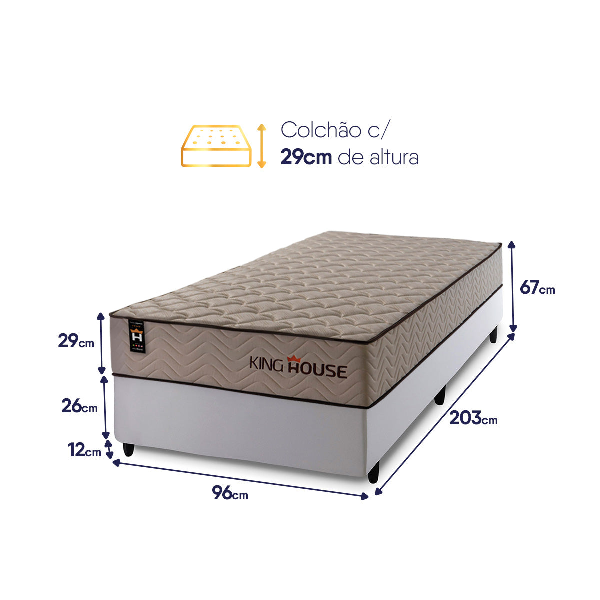 Cama Box Espuma San Diego Solteirão 96x203 Espuma D33