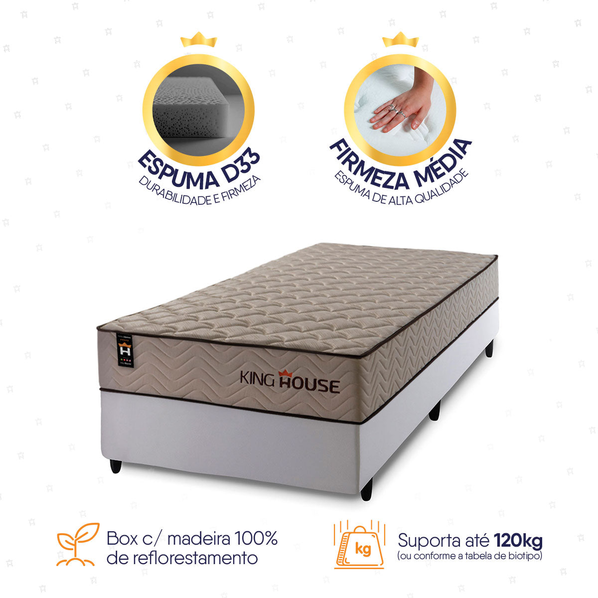Cama Box Espuma San Diego Solteirão 96x203 Espuma D33