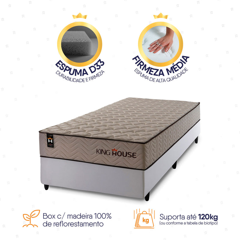 Cama Box Espuma San Diego Solteirão 96x203 Espuma D33