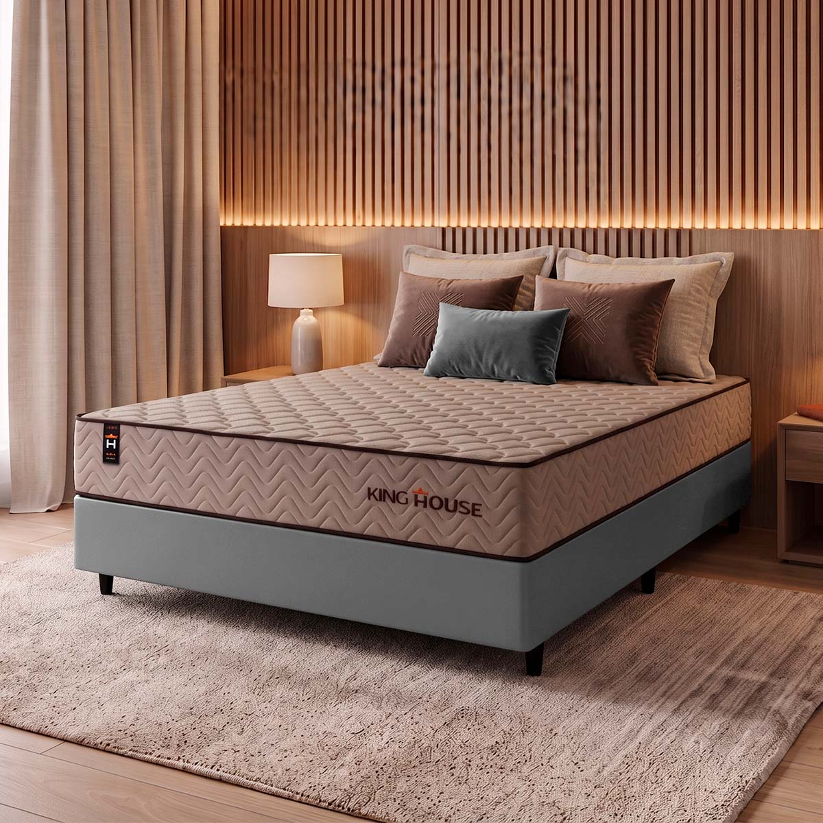 Cama Box Espuma San Diego Casal 138x188 Cinza Espuma D33