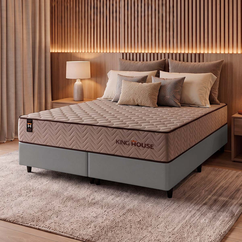 Cama Box San Diego Espuma King 193x203 Cinza Espuma D33