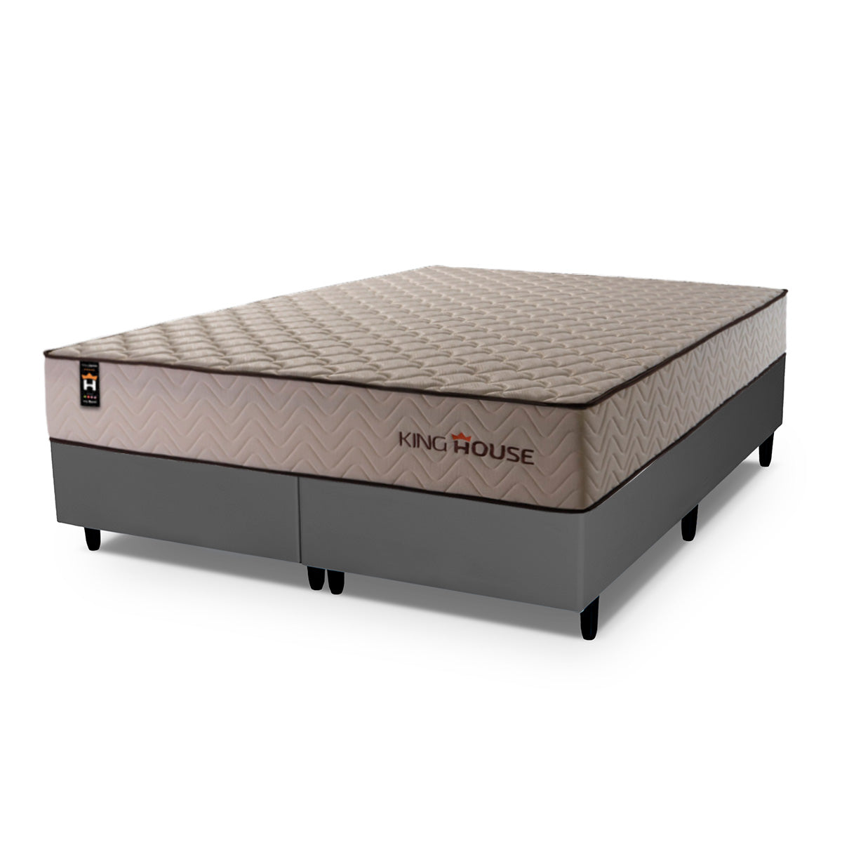Cama Box San Diego Espuma King 193x203 Cinza Espuma D33