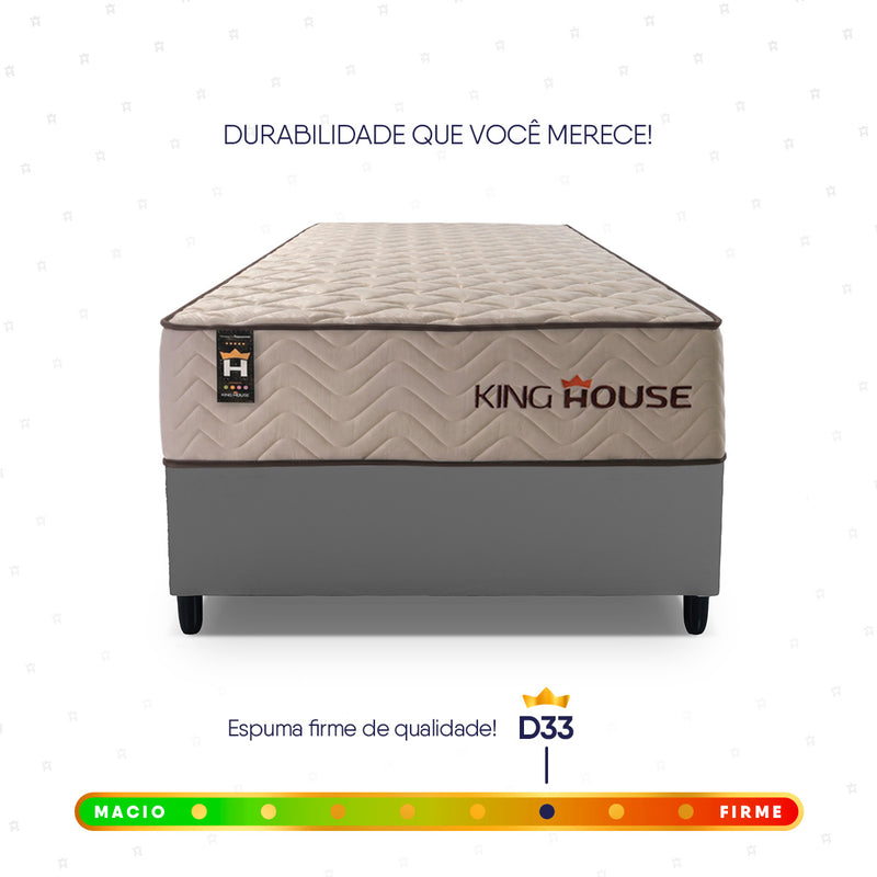 Cama Box Espuma San Diego Solteiro 88x188 Cinza Espuma D33