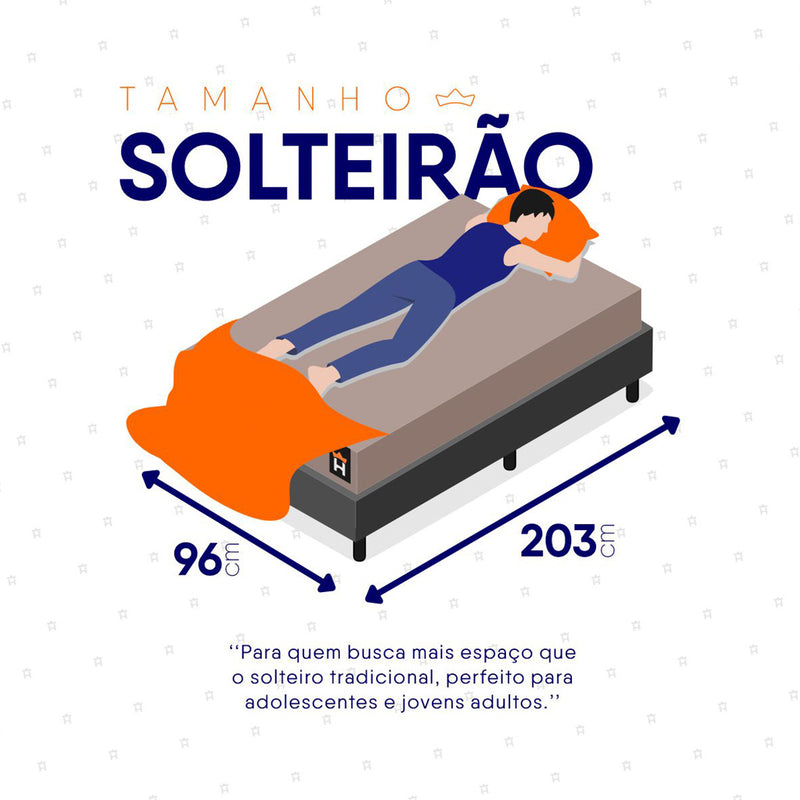 Cama Box Espuma San Diego Solteirão 96x203 Cinza Espuma D33
