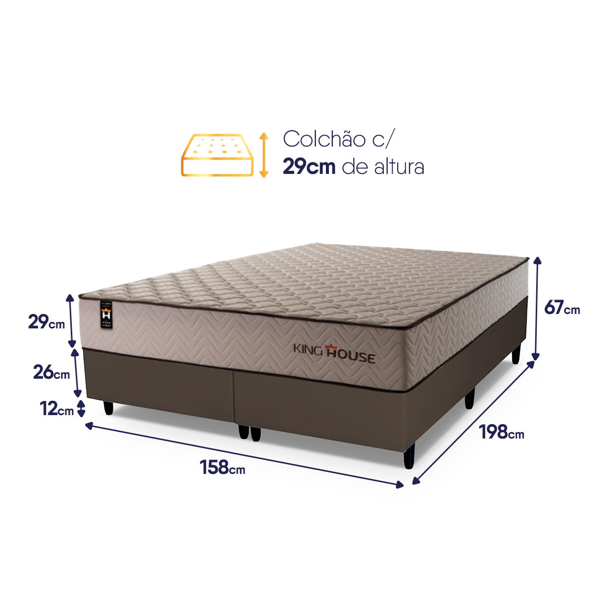Cama Box San Diego Espuma Queen 158x198 Marrom Espuma D33