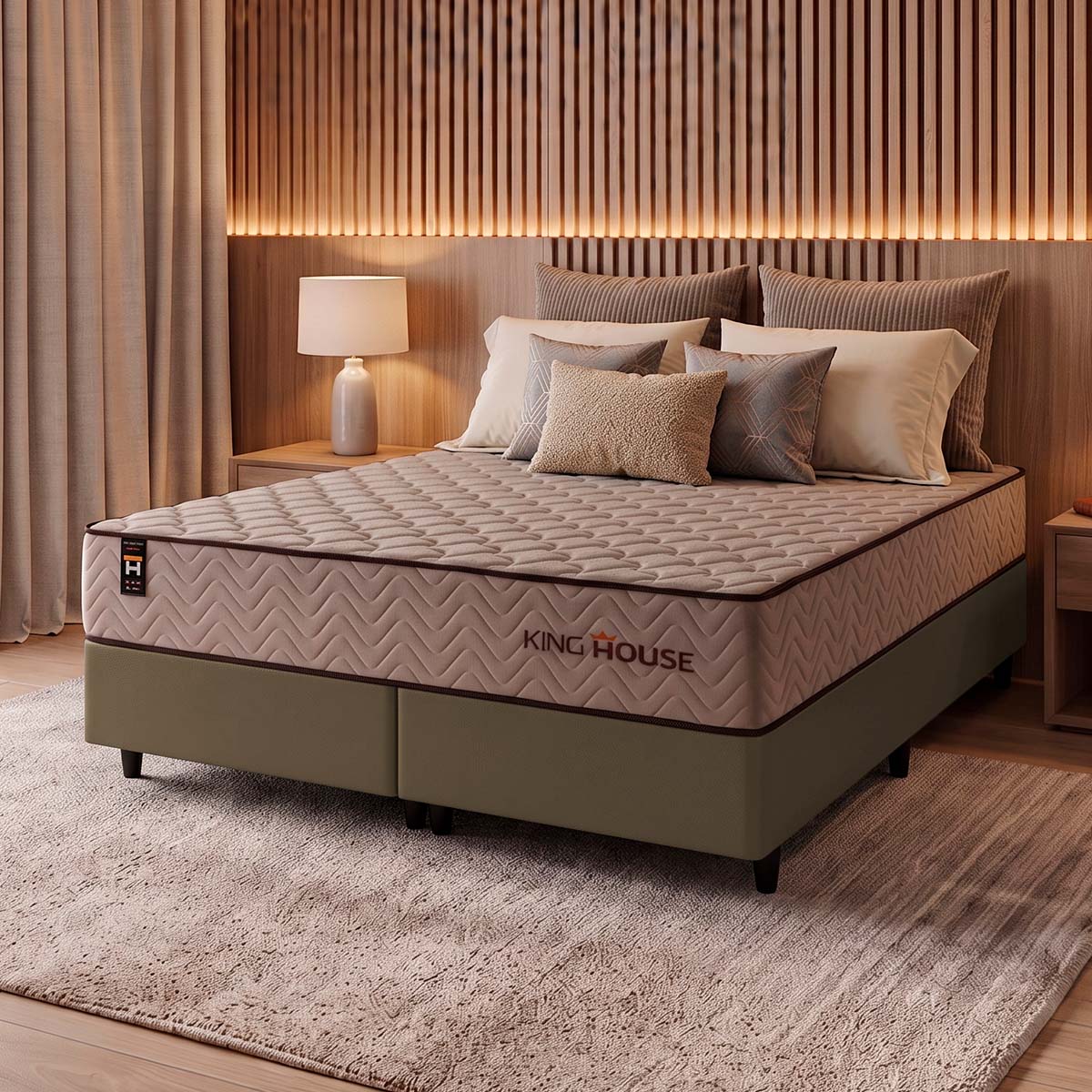 Cama Box San Diego Espuma King 193x203 Marrom Espuma D33