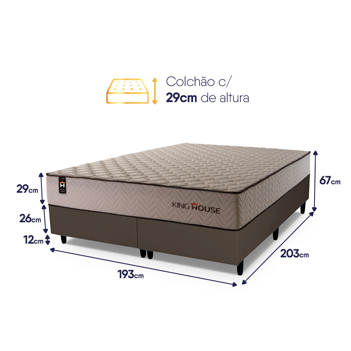 Cama Box San Diego Espuma King 193x203 Marrom Espuma D33