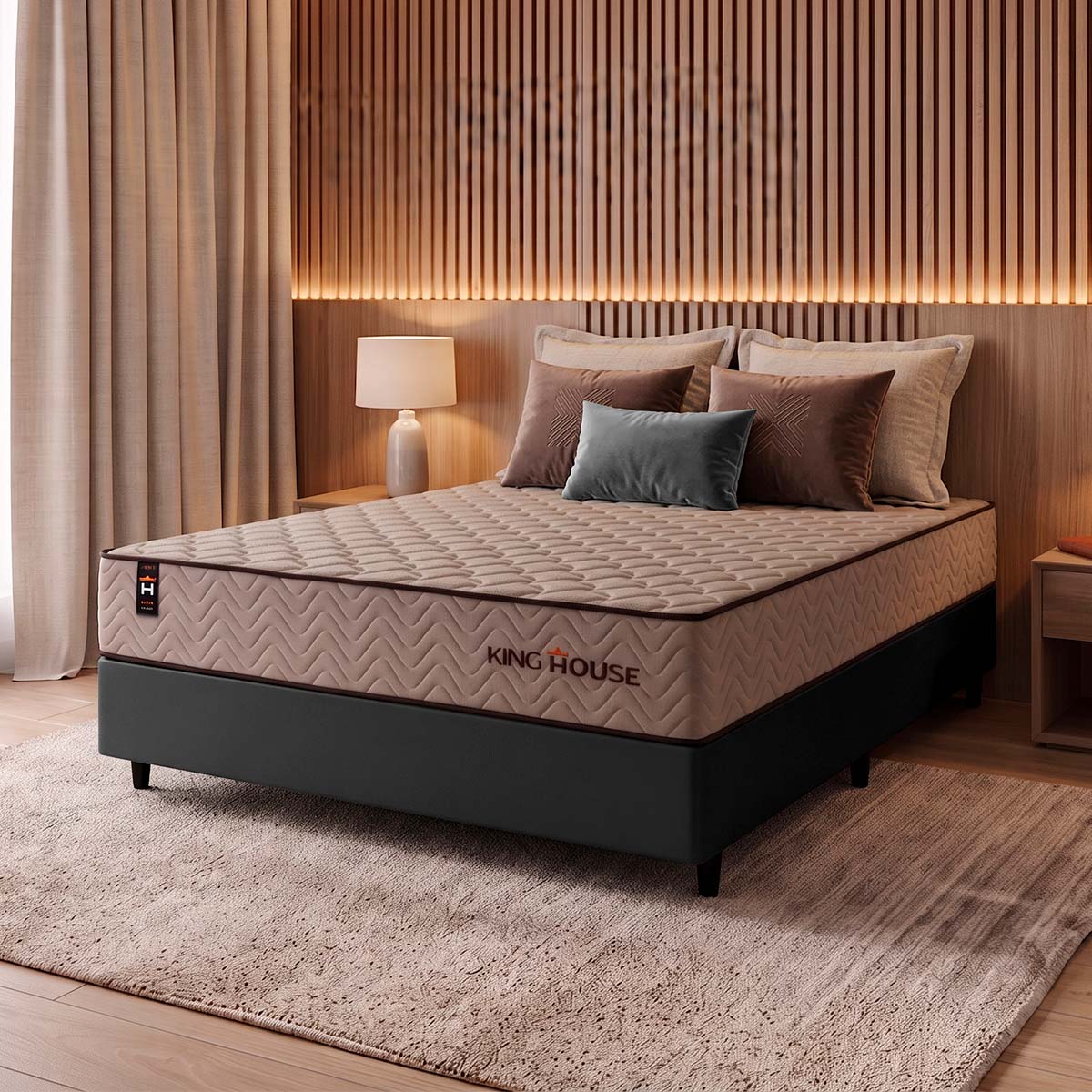 Cama Box Espuma San Diego Casal 138x188 Preto Espuma D33