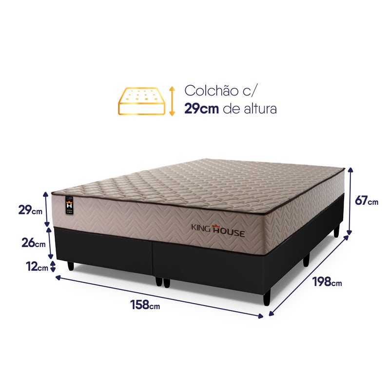 Cama Box San Diego Espuma Queen 158x198 Preto Espuma D33