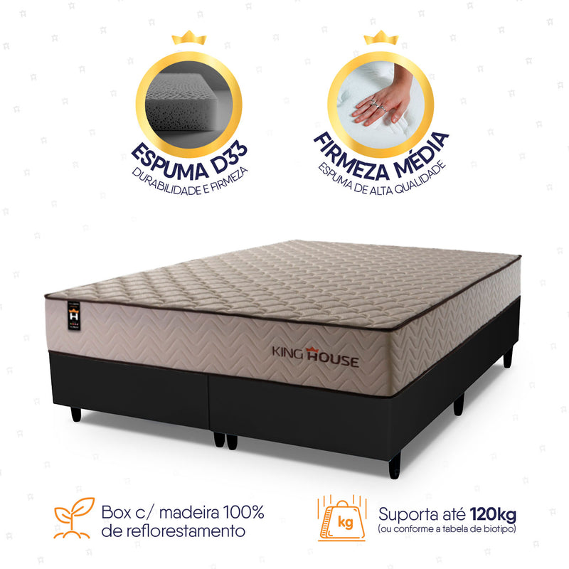 Cama Box San Diego Espuma Queen 158x198 Preto Espuma D33