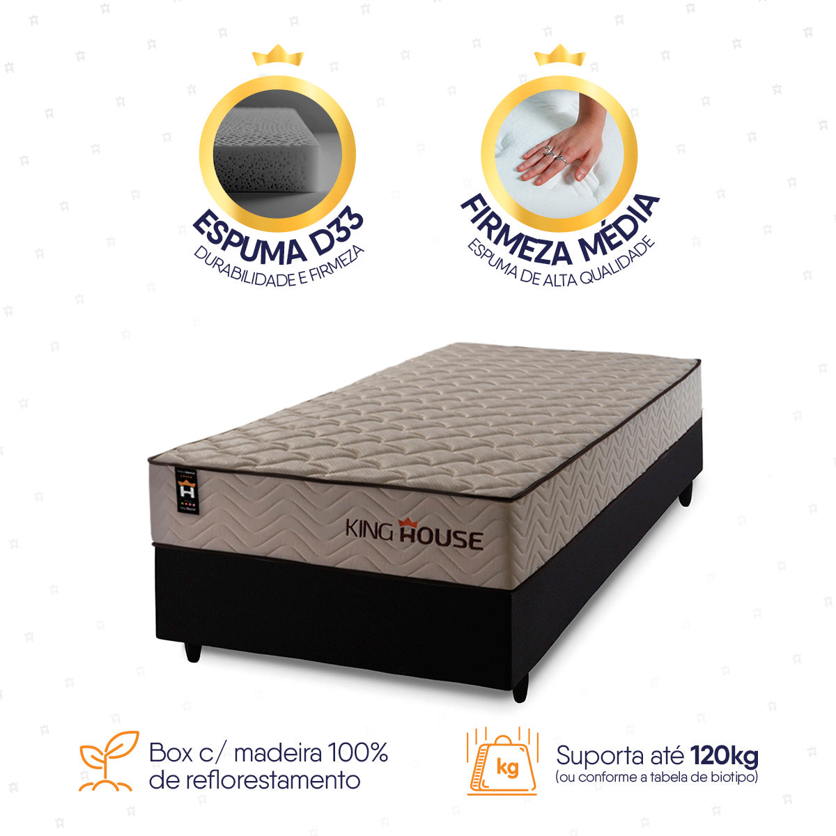 Cama Box Espuma San Diego Solteiro 88x188 Preto Espuma D33