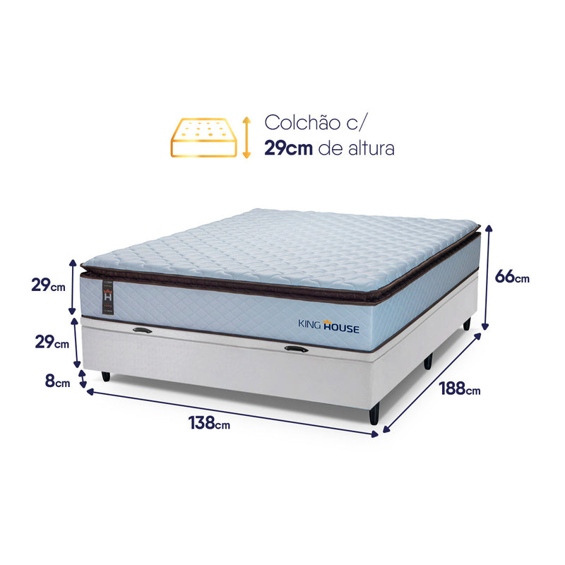 Cama Box Baú San Diego 138x188 Branco Espuma D33