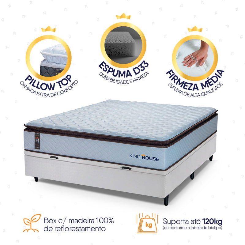 Cama Box Baú San Diego 138x188 Branco Espuma D33