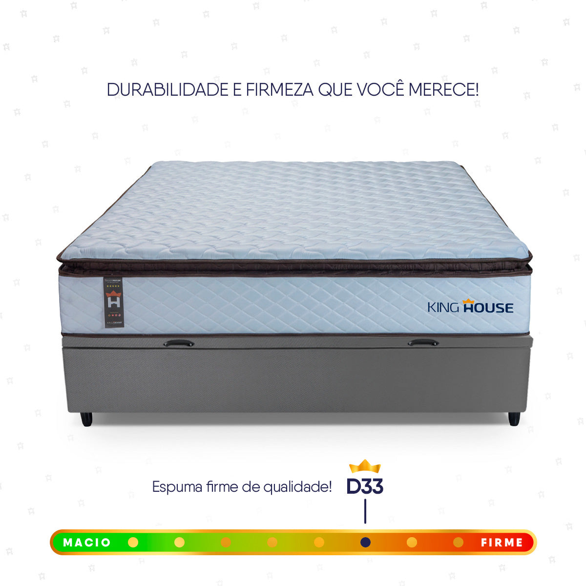 Cama Box Baú San Diego 138x188 Branco e Cinza Espuma D33