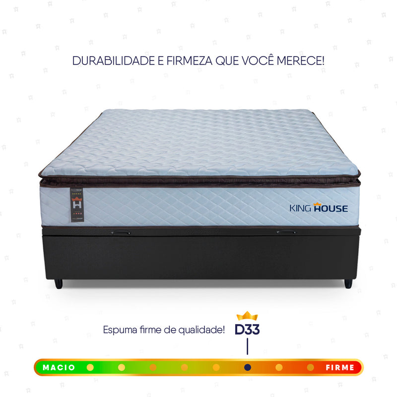Cama Box Baú San Diego 138x188 Branco e Preto