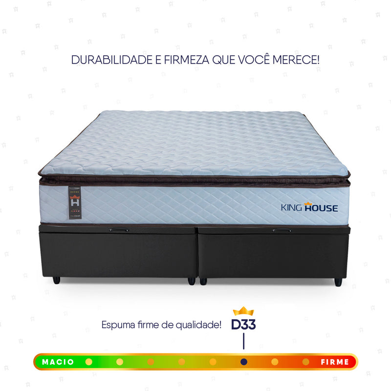 Cama Box Baú San Diego 158x198 Branco e Preto