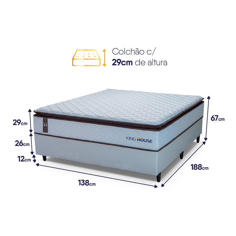 Cama Box Espuma San Diego Casal 138x188 Branco Espuma D33