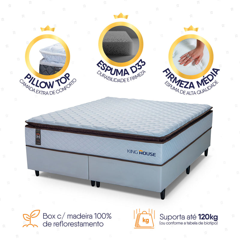 Cama Box San Diego Espuma Queen 158x198 Branco Espuma D33
