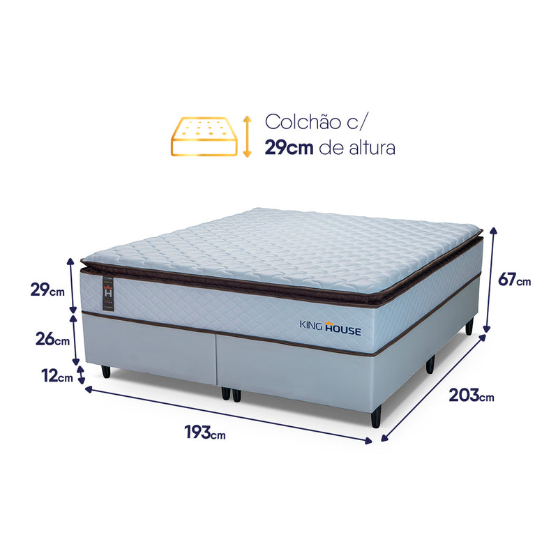 Cama Box San Diego Espuma King 193x203 Branco Espuma D33
