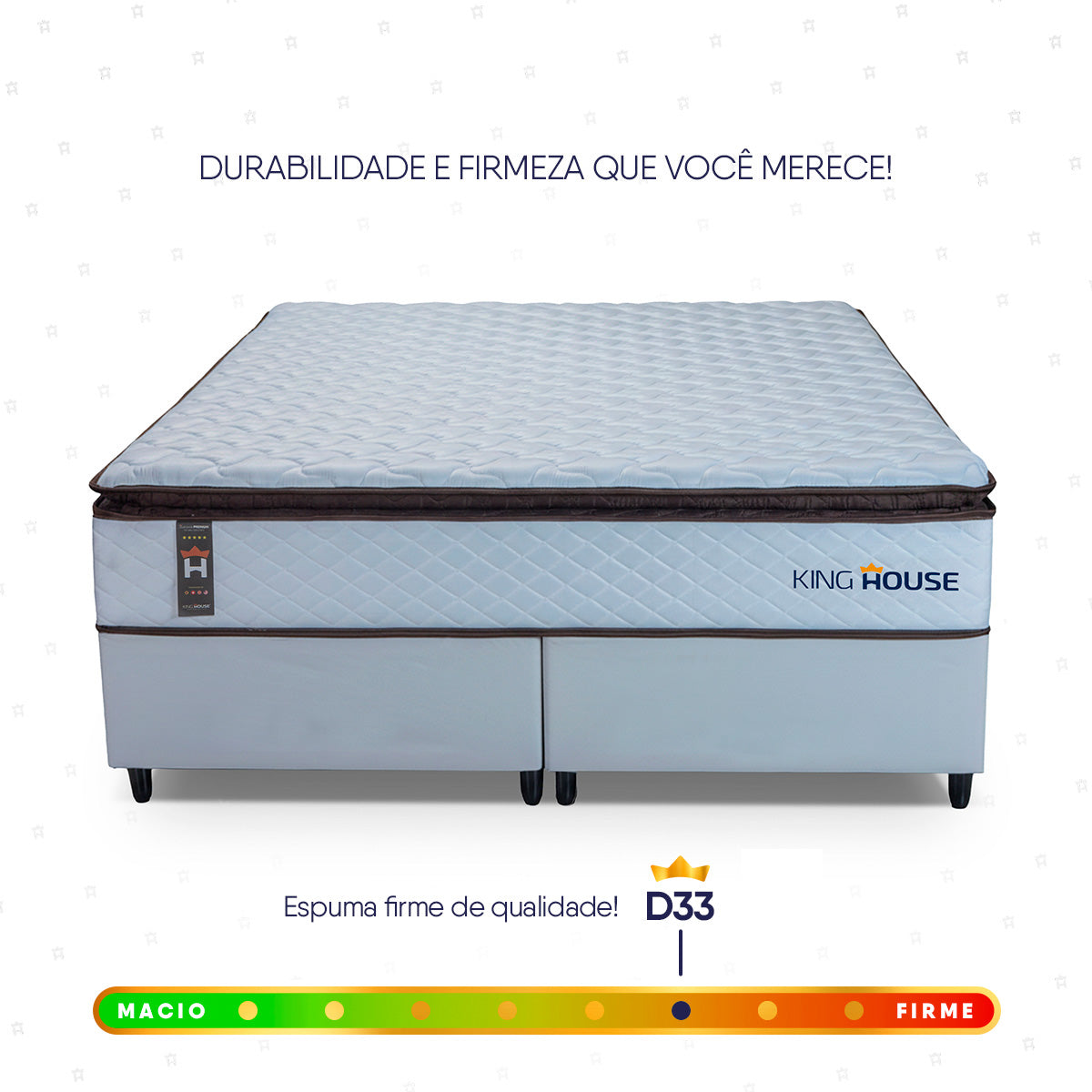 Cama Box San Diego Espuma King 193x203 Branco Espuma D33