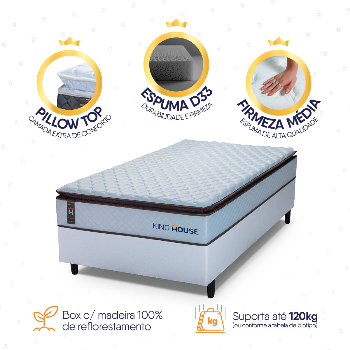 Cama Box Espuma San Diego Solteiro 88x188 Espuma D33