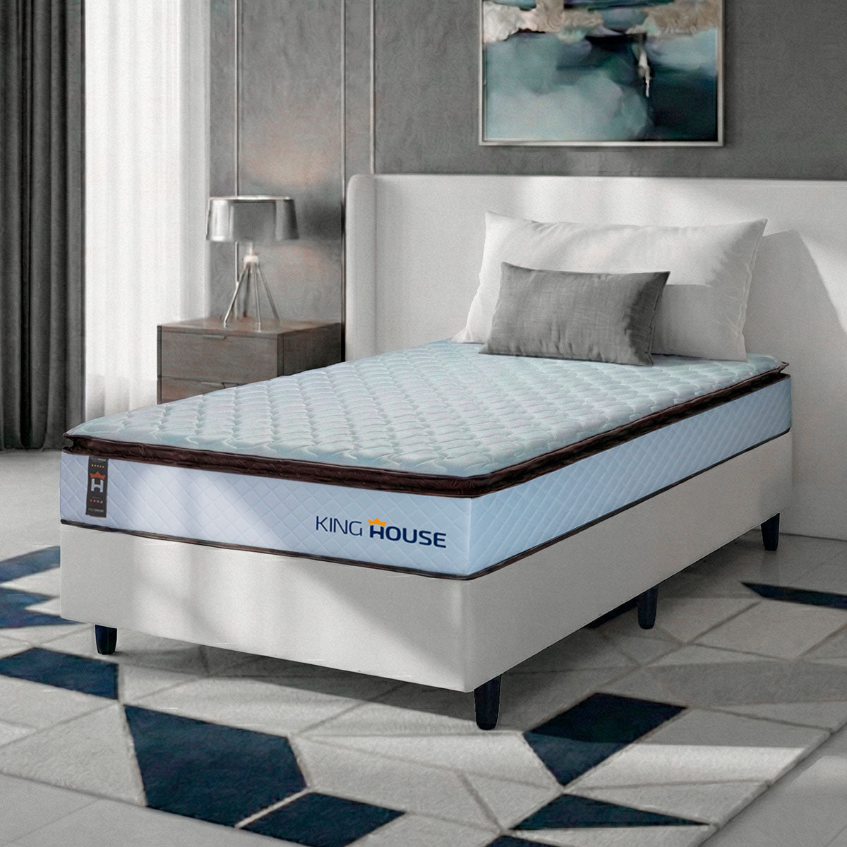 Cama Box Espuma San Diego Solteirão 96x203 Branco Espuma D33