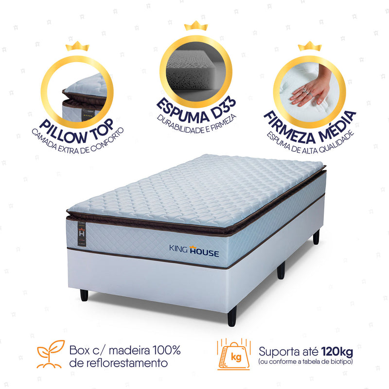 Cama Box Espuma San Diego Solteirão 96x203 Branco Espuma D33