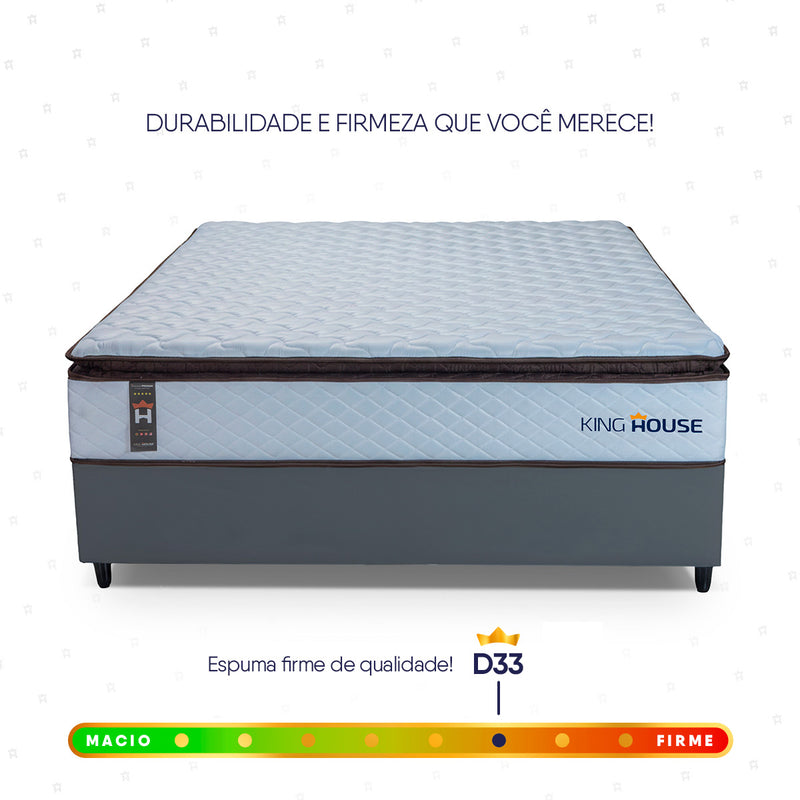 Cama Box Espuma San Diego Casal 138x188 Branco e Cinza Espuma D33