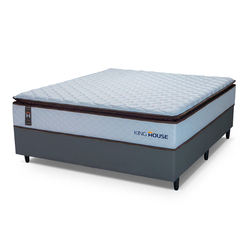 Cama Box Espuma San Diego Casal 138x188 Branco e Cinza Espuma D33