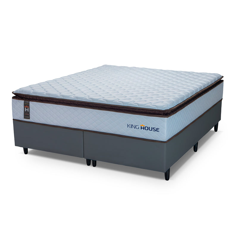 Cama Box San Diego Espuma Queen 158x198 Branco e Cinza Espuma D33