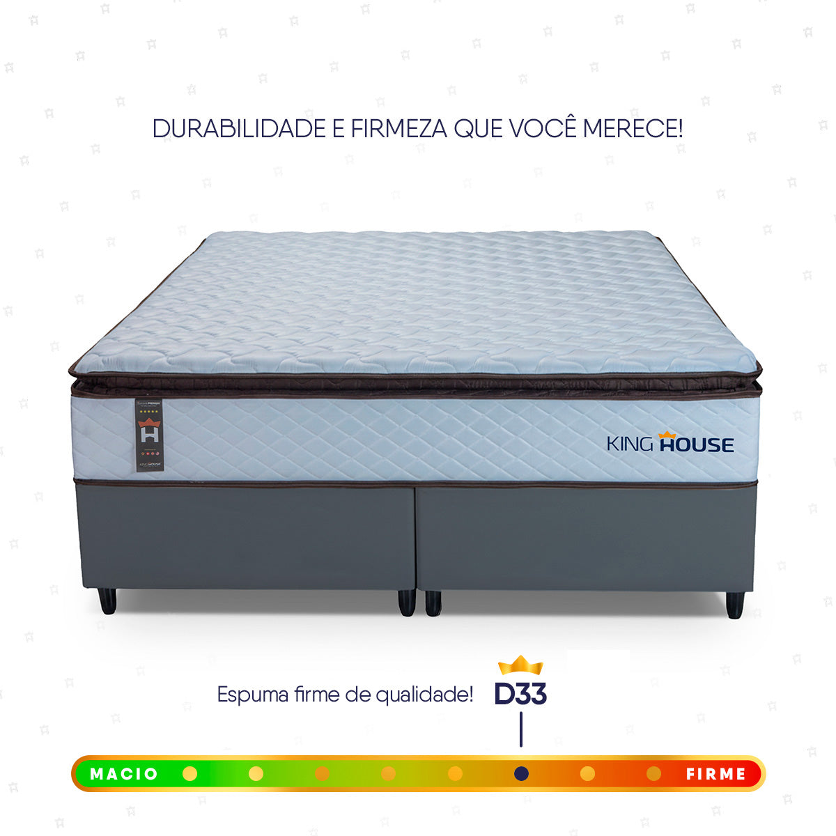 Cama Box San Diego Espuma King 193x203 Branco e Cinza Espuma D33