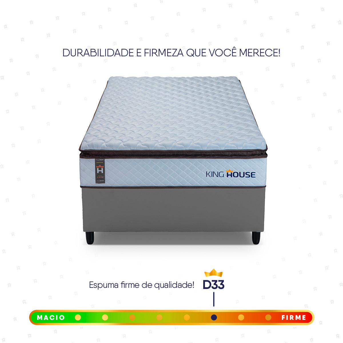Cama Box Espuma San Diego Solteiro 88x188 Branco e Cinza Espuma D33