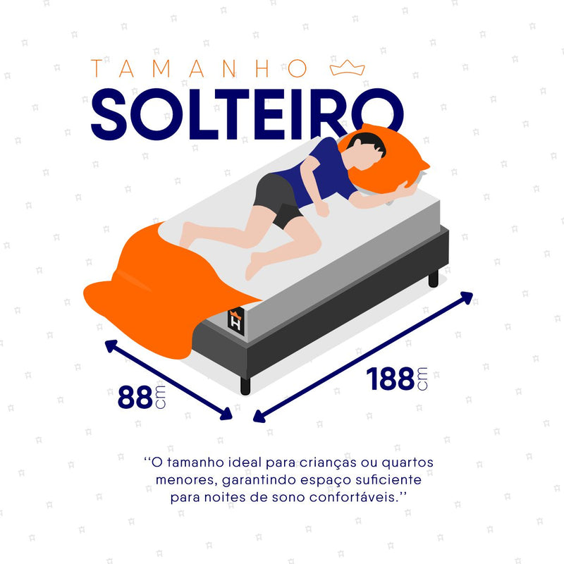 Cama Box Espuma San Diego Solteiro 88x188 Branco e Cinza Espuma D33