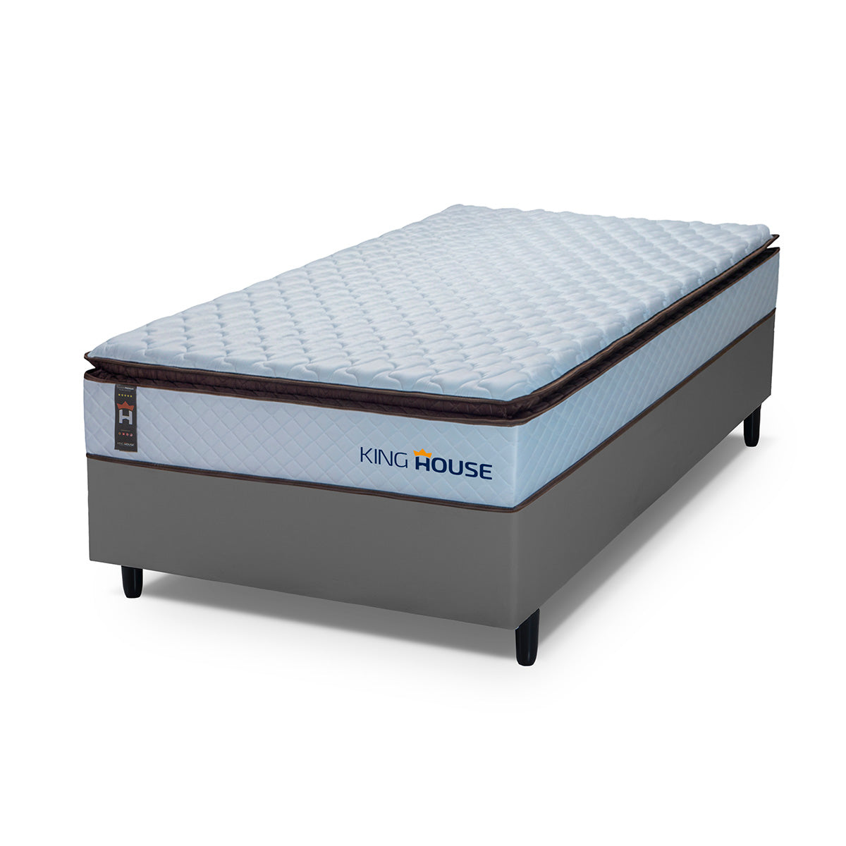 Cama Box Espuma San Diego Solteiro 88x188 Branco e Cinza Espuma D33