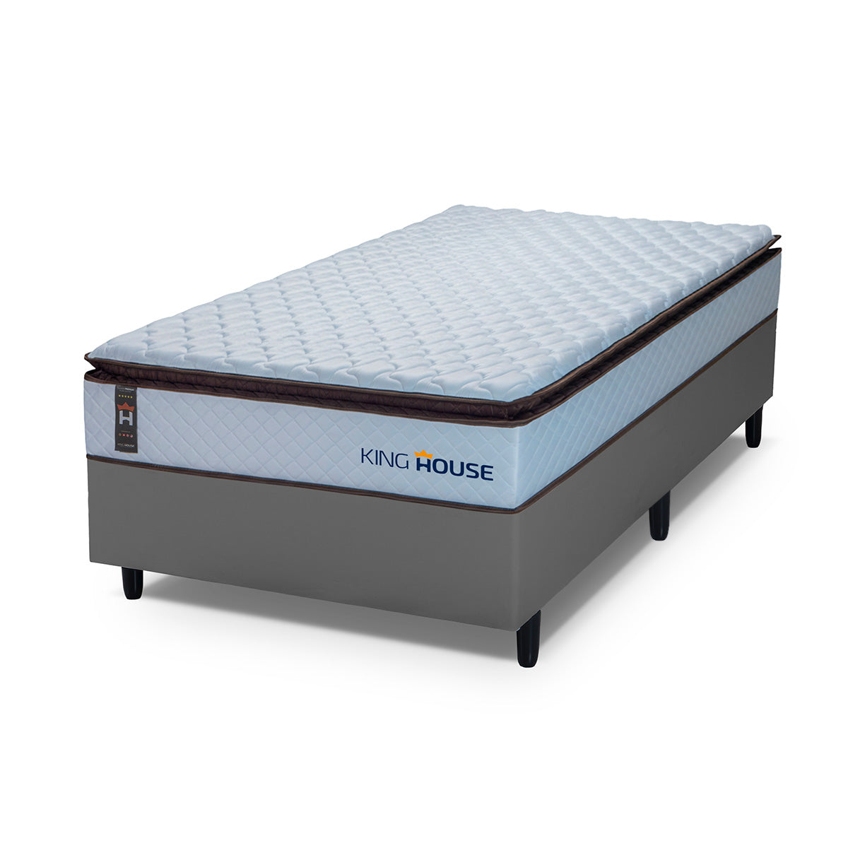 Cama Box Espuma San Diego Solteirão 96x203 2 Branco e Cinza Espuma D33