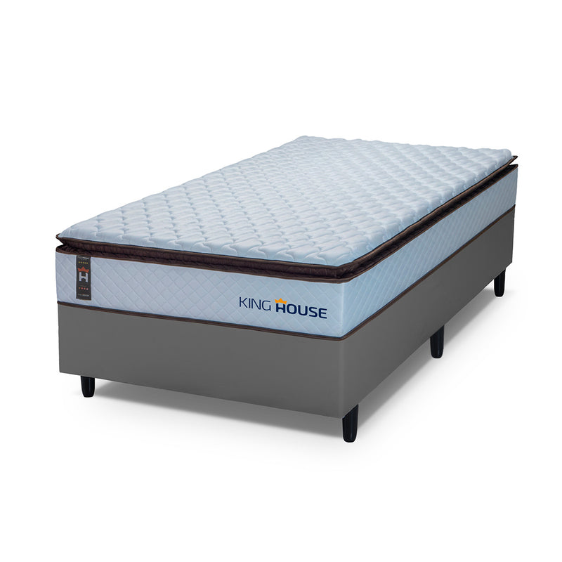 Cama Box Espuma San Diego Solteirão 96x203 2 Branco e Cinza Espuma D33