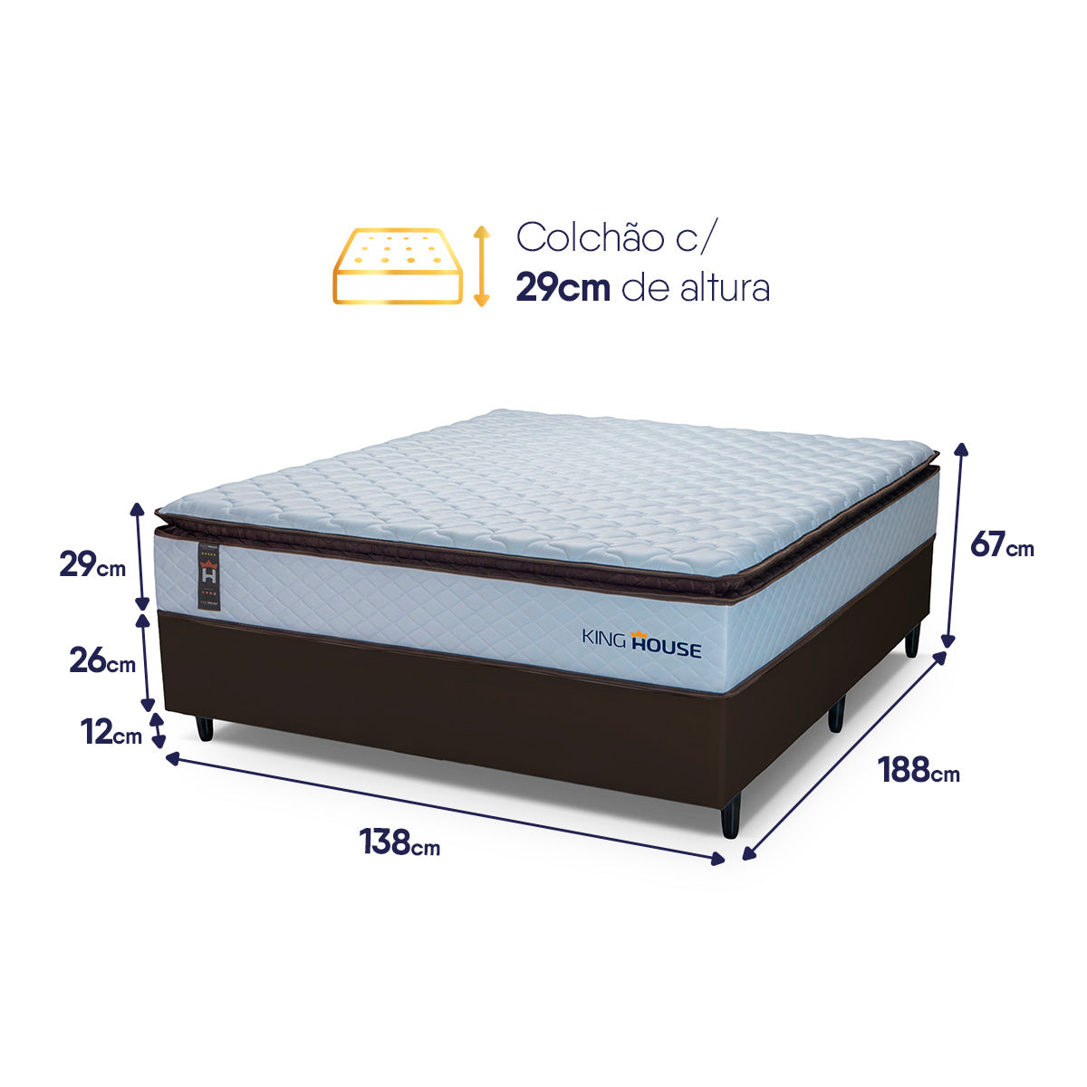 Cama Box Espuma San Diego Casal 138x188 Marrom Espuma D33