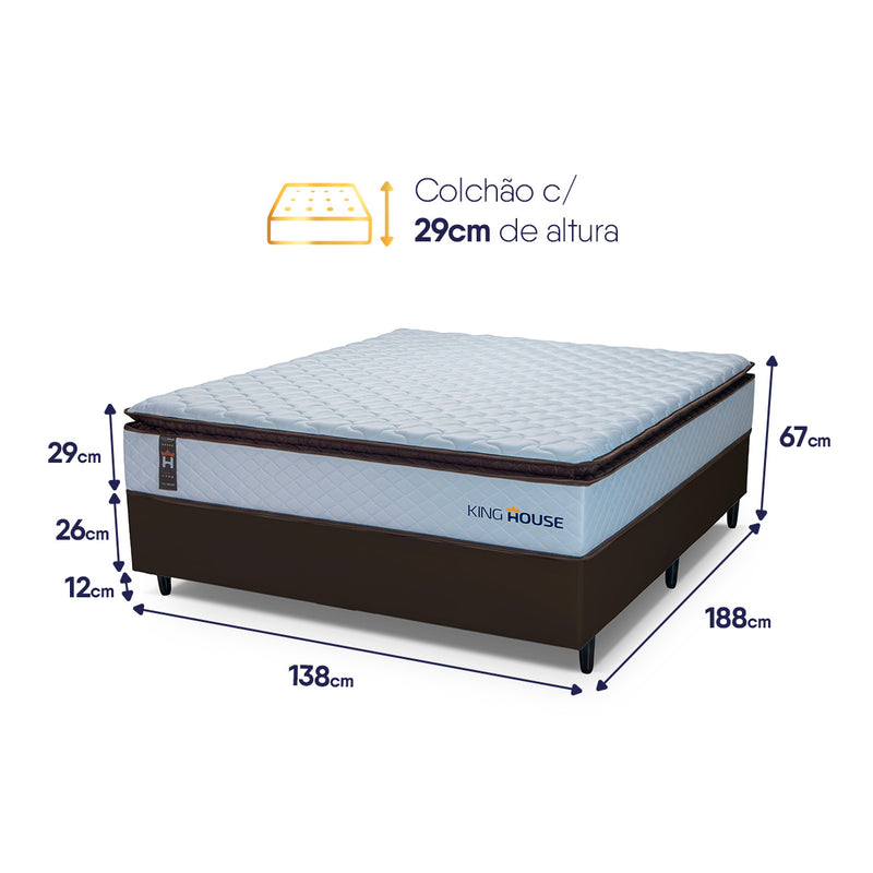 Cama Box Espuma San Diego Casal 138x188 Marrom Espuma D33
