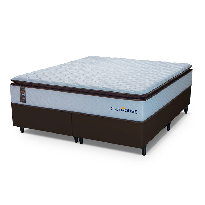Cama Box San Diego Espuma Queen 158x198 Branco e Marrom Espuma D33