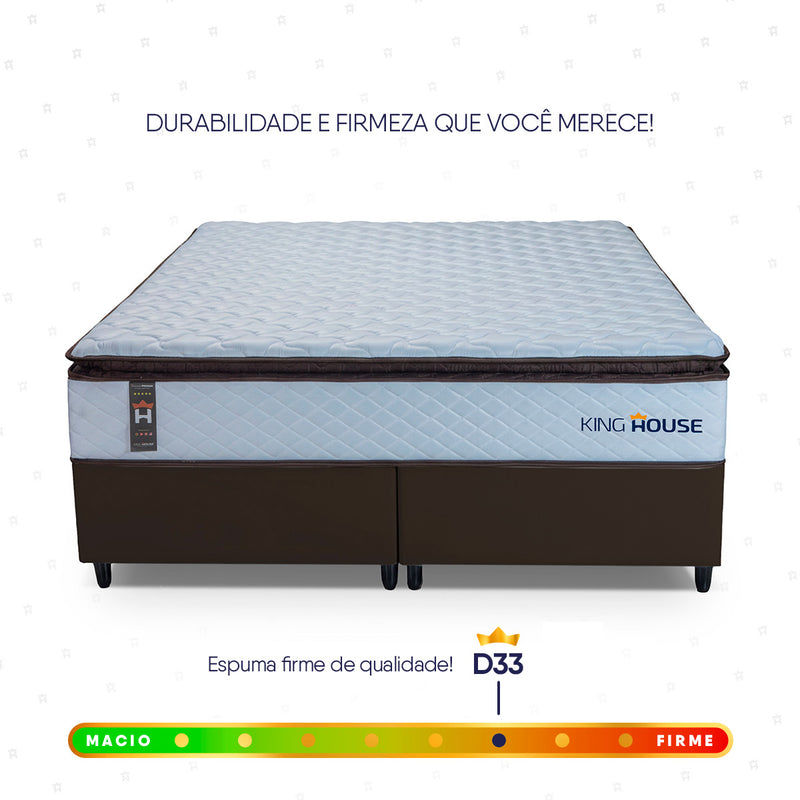 Cama Box San Diego Espuma King 193x203 Branco e Marrom Espuma D33