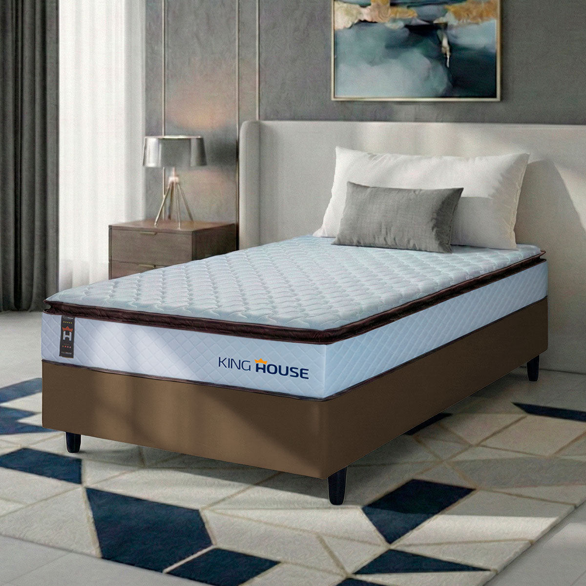 Cama Box Espuma San Diego Solteiro 88x188 Marrom Espuma D33