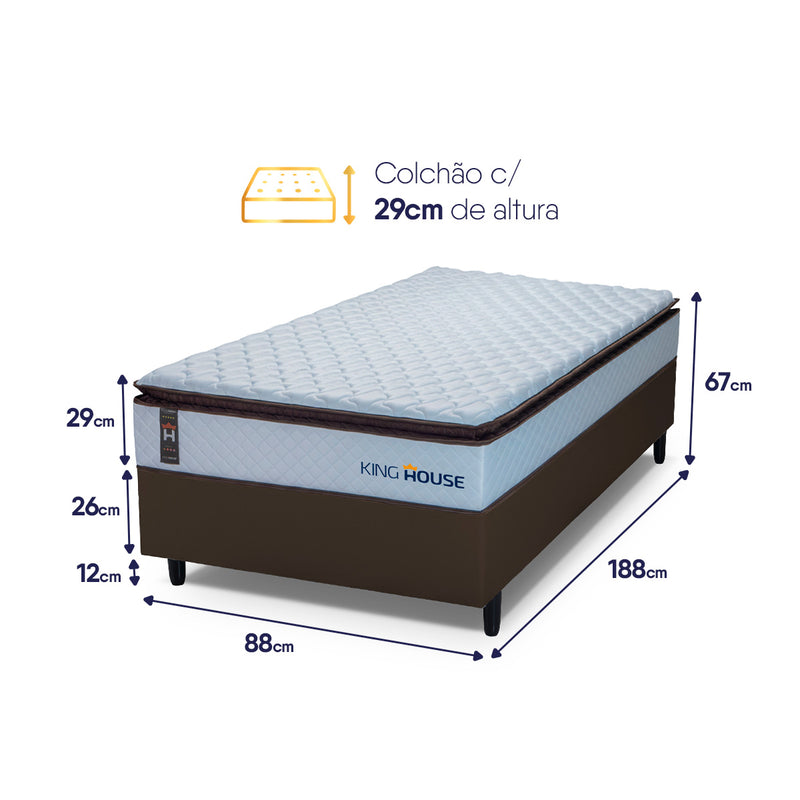 Cama Box Espuma San Diego Solteiro 88x188 Marrom Espuma D33