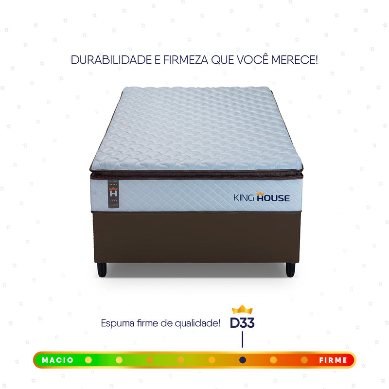 Cama Box Espuma San Diego Solteirão 96x203 Branco e Marrom Espuma D33
